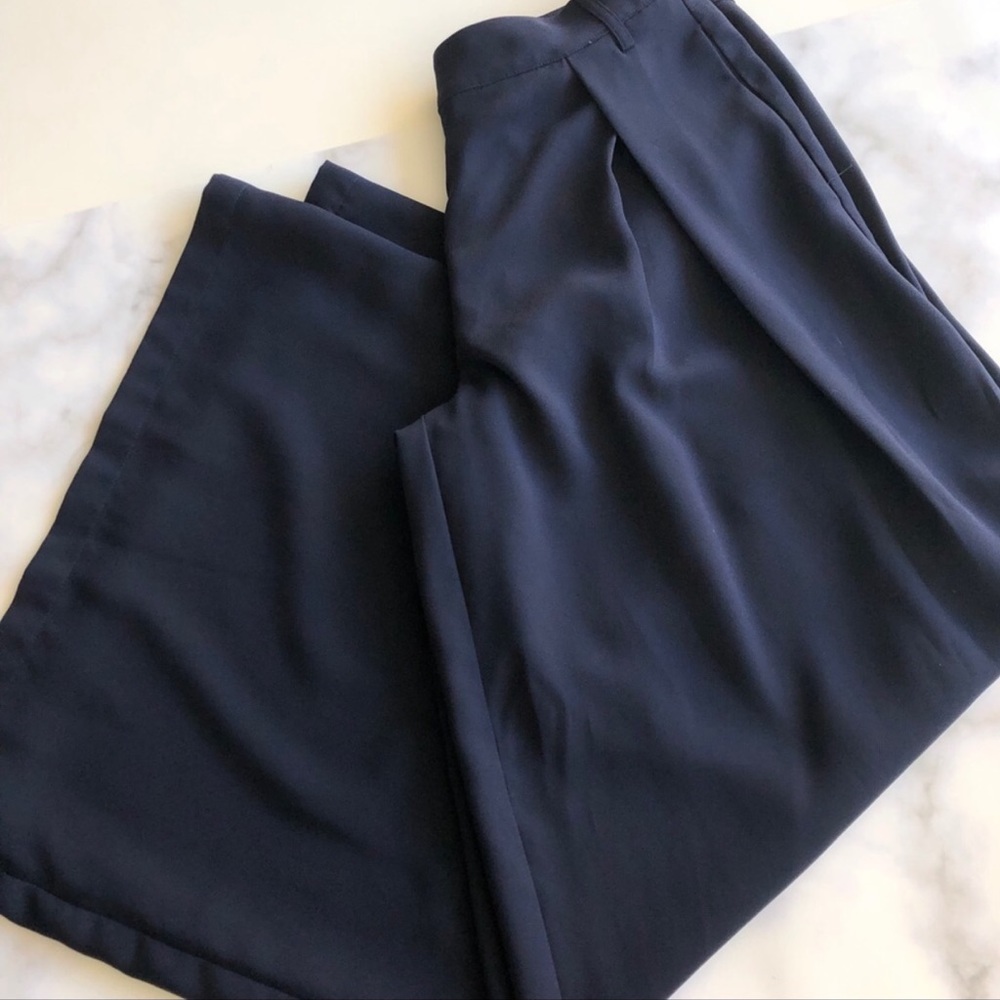 Anthropologie Navy Wide Leg Pants
